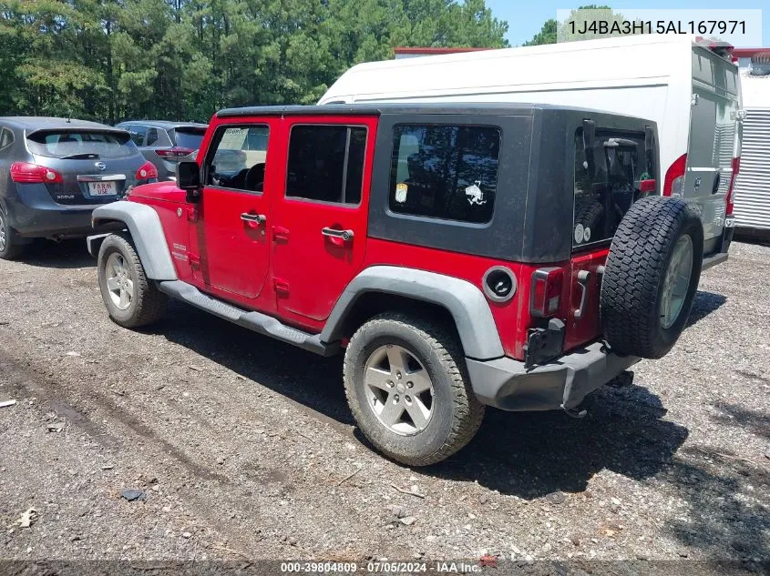 2010 Jeep Wrangler Unlimited Sport VIN: 1J4BA3H15AL167971 Lot: 39804809