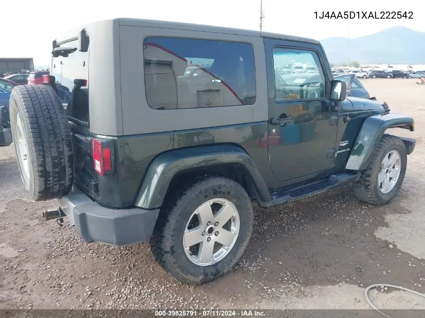 2010 Jeep Wrangler Sahara VIN: 1J4AA5D1XAL222542 Lot: 39825791