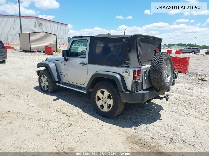 2010 Jeep Wrangler Sport VIN: 1J4AA2D16AL216901 Lot: 39841701