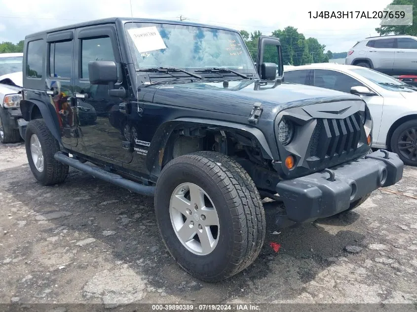 2010 Jeep Wrangler Unlimited Sport VIN: 1J4BA3H17AL207659 Lot: 39890389