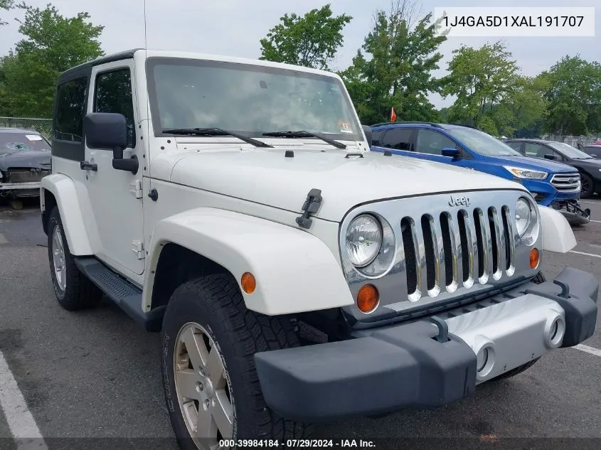 2010 Jeep Wrangler Sahara VIN: 1J4GA5D1XAL191707 Lot: 39984184