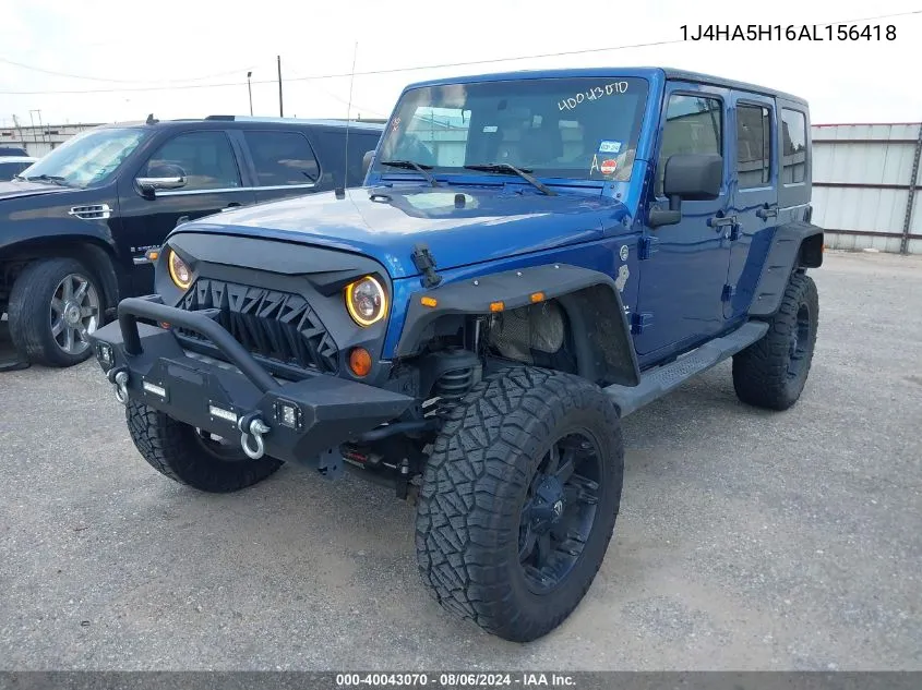 2010 Jeep Wrangler Unlimited Sahara VIN: 1J4HA5H16AL156418 Lot: 40043070