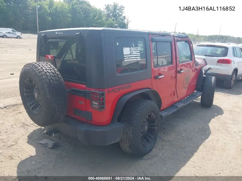 2010 Jeep Wrangler Unlimited Sport VIN: 1J4BA3H16AL116852 Lot: 40065851