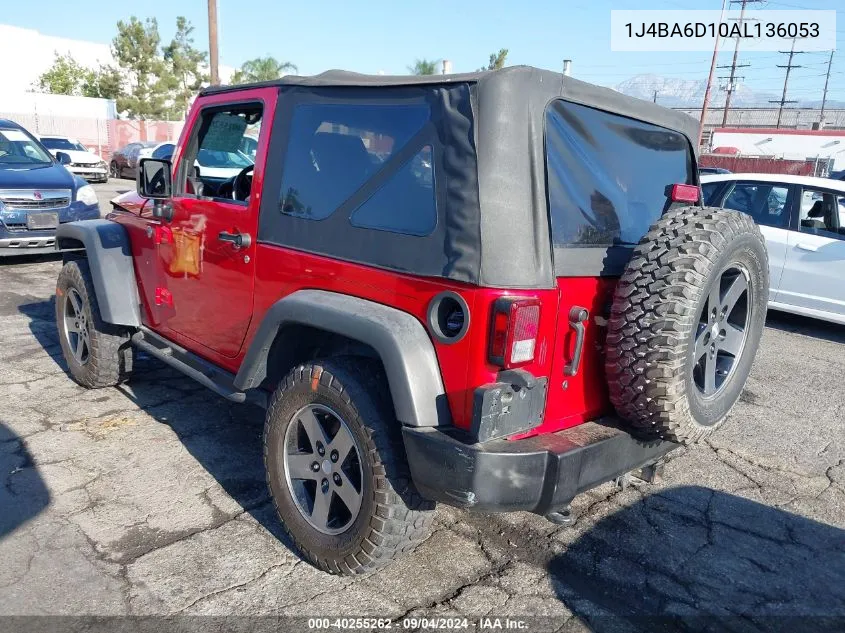 2010 Jeep Wrangler Rubicon VIN: 1J4BA6D10AL136053 Lot: 40255262