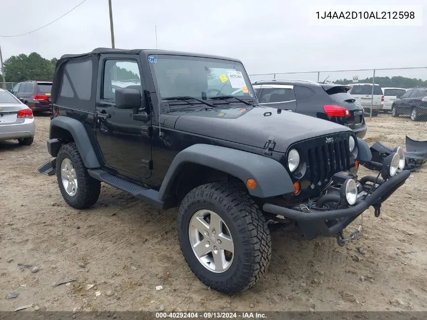 1J4AA2D10AL212598 2010 Jeep Wrangler Sport