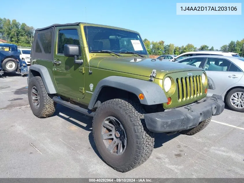 2010 Jeep Wrangler Sport VIN: 1J4AA2D17AL203106 Lot: 40292964