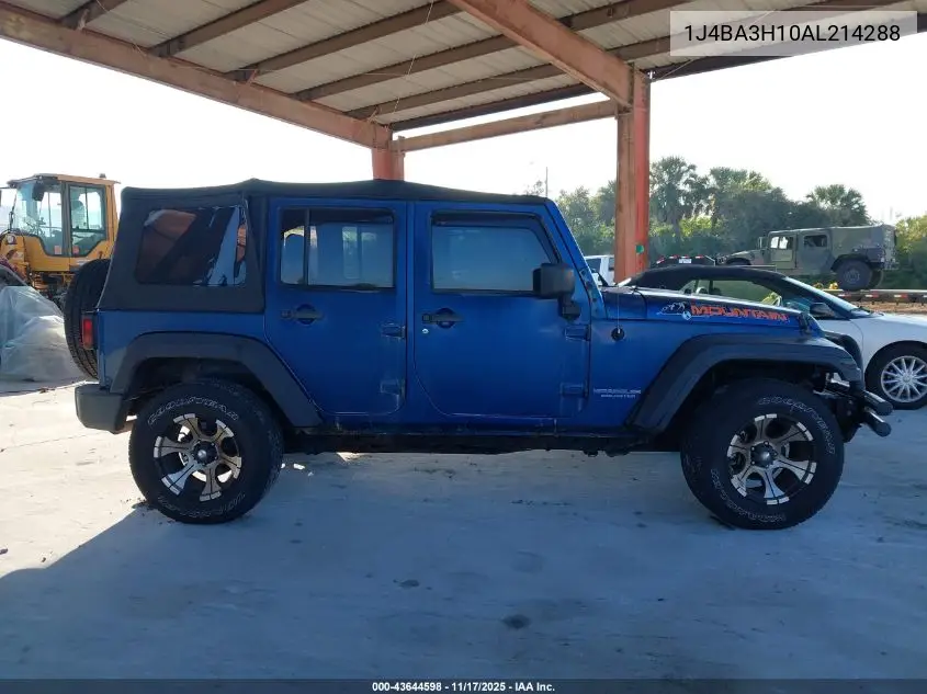 1J4BA3H10AL214288 2010 Jeep Wrangler Unlimited Sport