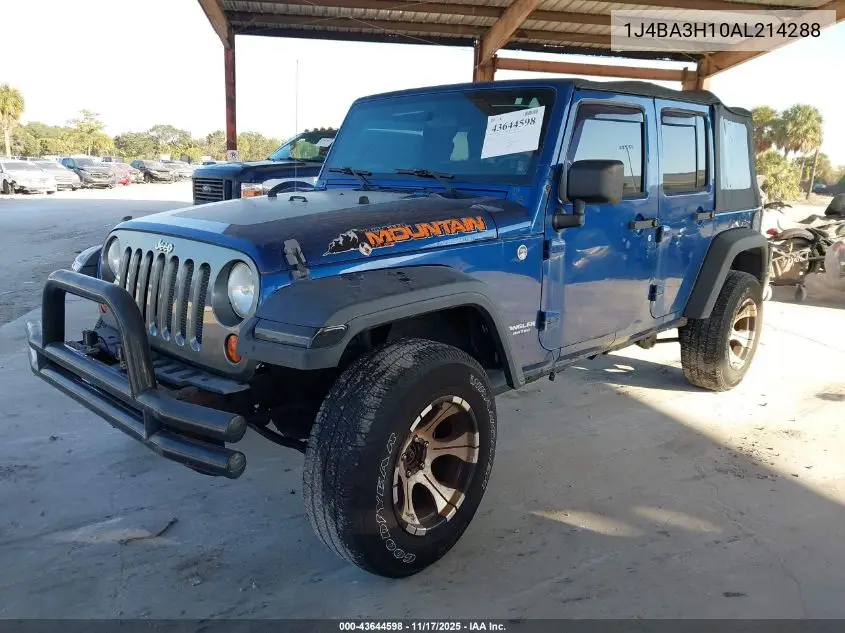 1J4BA3H10AL214288 2010 Jeep Wrangler Unlimited Sport