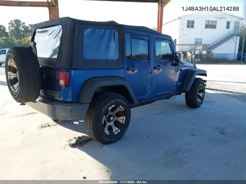 1J4BA3H10AL214288 2010 Jeep Wrangler Unlimited Sport