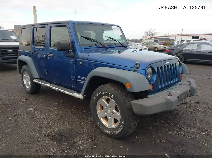 1J4BA3H11AL135731 2010 Jeep Wrangler Unlimited Sport