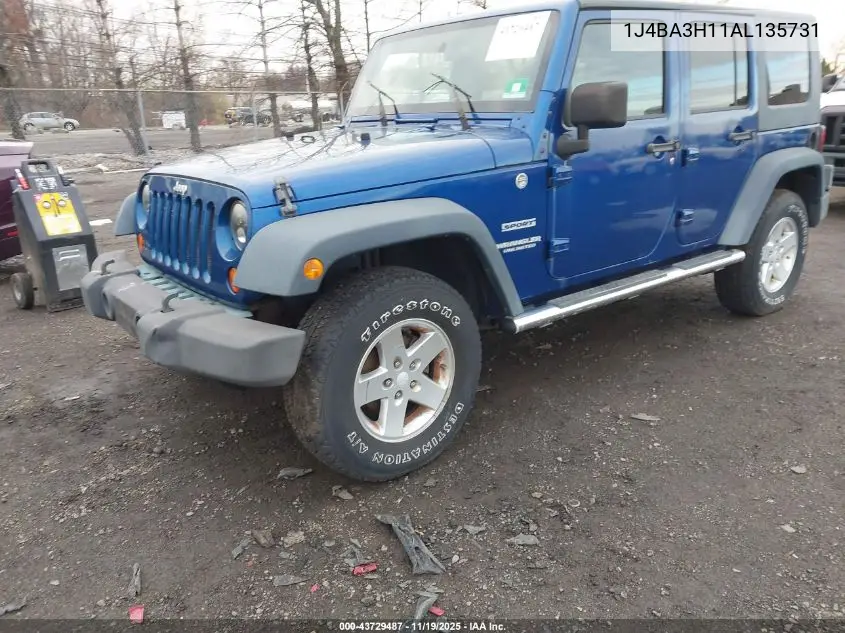 1J4BA3H11AL135731 2010 Jeep Wrangler Unlimited Sport