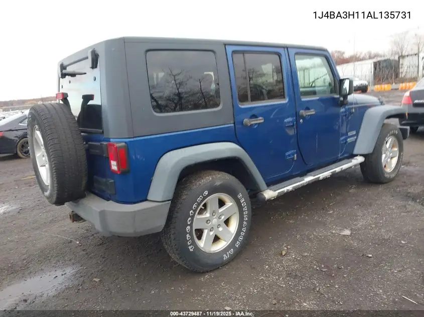 1J4BA3H11AL135731 2010 Jeep Wrangler Unlimited Sport