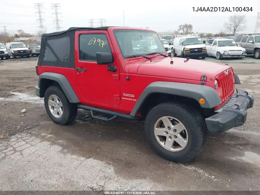 1J4AA2D12AL100434 2010 Jeep Wrangler Sport