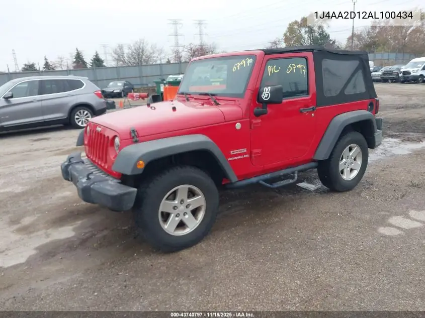1J4AA2D12AL100434 2010 Jeep Wrangler Sport