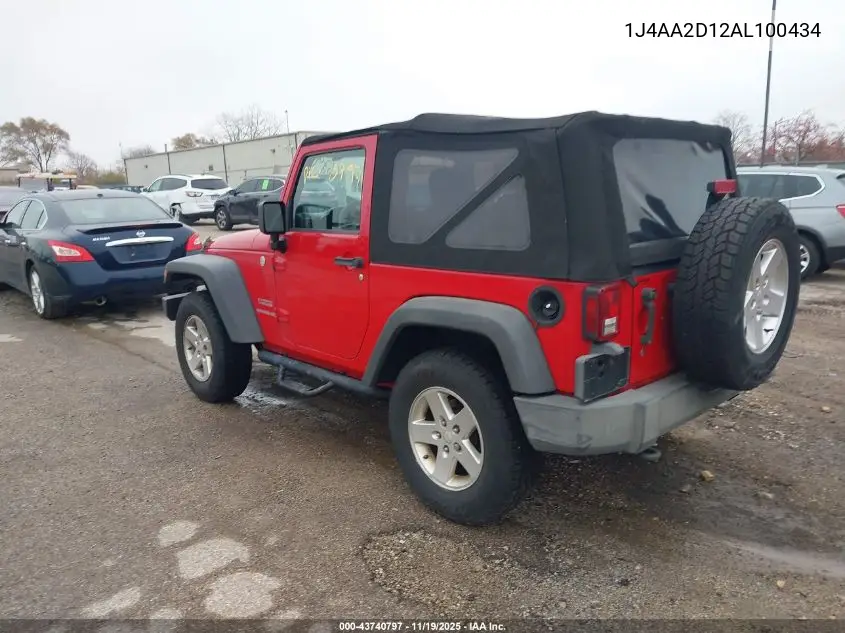 1J4AA2D12AL100434 2010 Jeep Wrangler Sport
