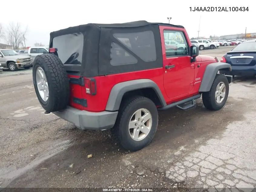 1J4AA2D12AL100434 2010 Jeep Wrangler Sport