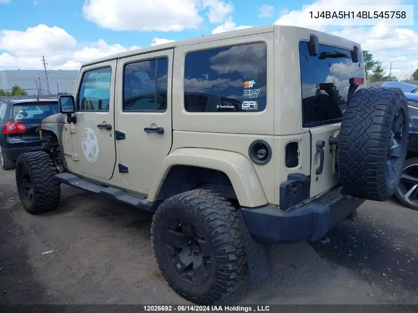 2011 Jeep Wrangler Unlimited Sahara VIN: 1J4BA5H14BL545758 Lot: 12026692