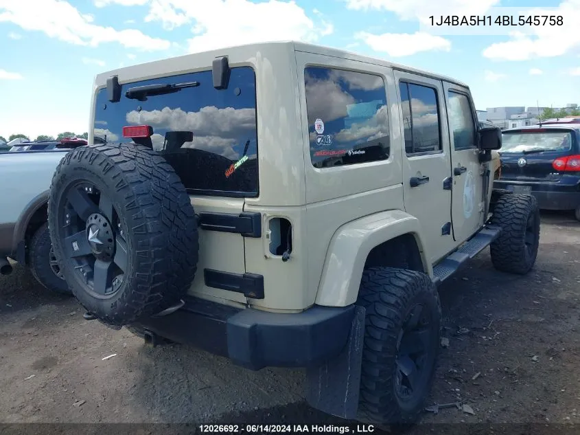 1J4BA5H14BL545758 2011 Jeep Wrangler Unlimited Sahara