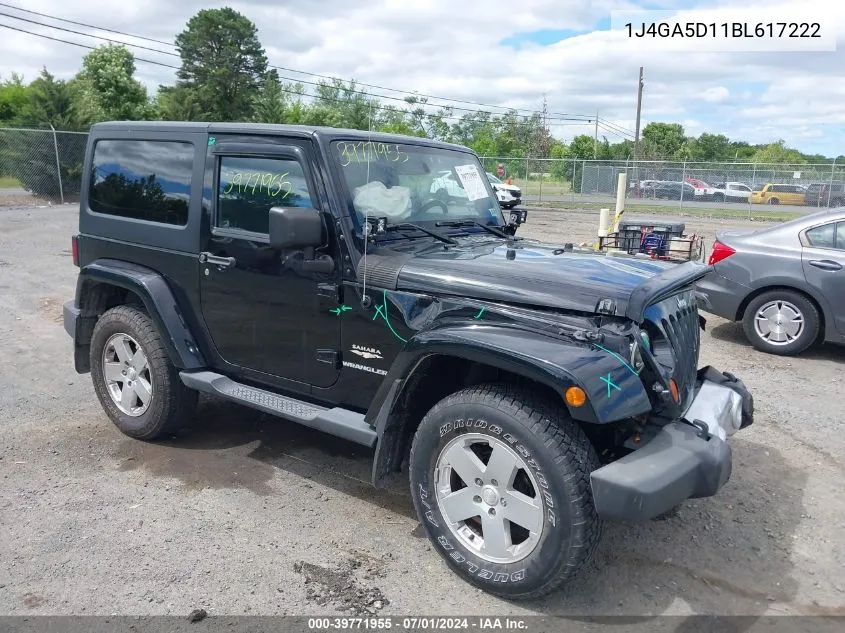 1J4GA5D11BL617222 2011 Jeep Wrangler Sahara