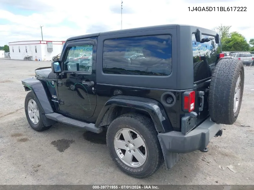 1J4GA5D11BL617222 2011 Jeep Wrangler Sahara