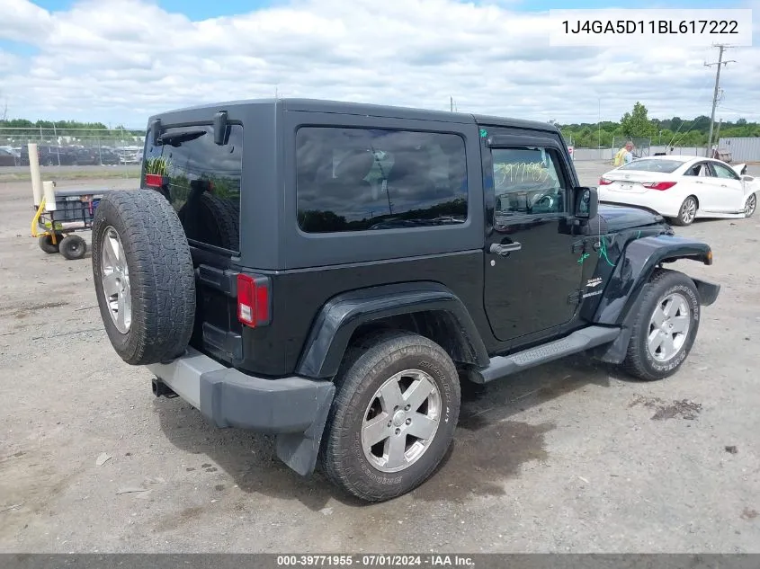 2011 Jeep Wrangler Sahara VIN: 1J4GA5D11BL617222 Lot: 39771955