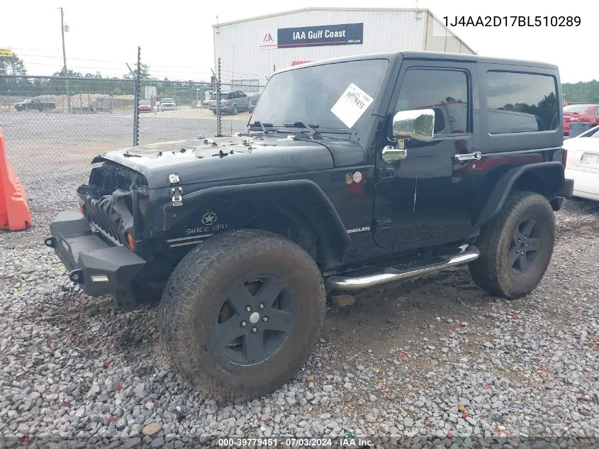 1J4AA2D17BL510289 2011 Jeep Wrangler Sport