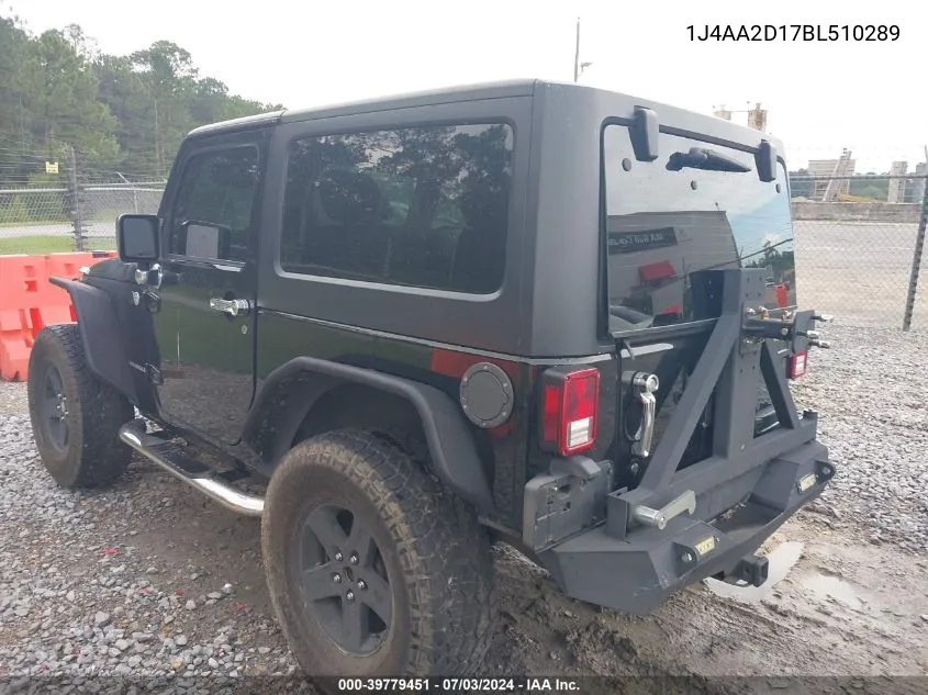 2011 Jeep Wrangler Sport VIN: 1J4AA2D17BL510289 Lot: 39779451