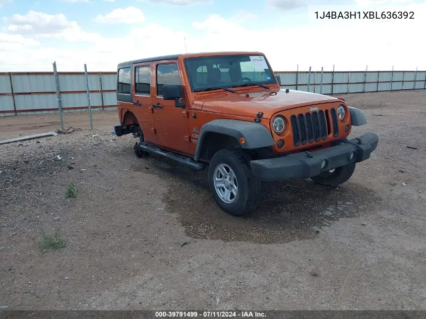 1J4BA3H1XBL636392 2011 Jeep Wrangler Unlimited Sport