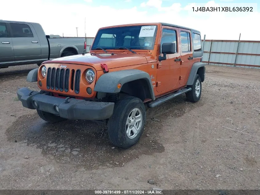 1J4BA3H1XBL636392 2011 Jeep Wrangler Unlimited Sport