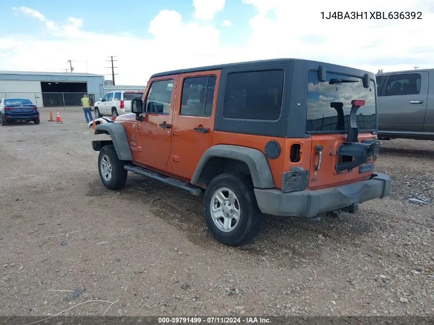 2011 Jeep Wrangler Unlimited Sport VIN: 1J4BA3H1XBL636392 Lot: 39791499