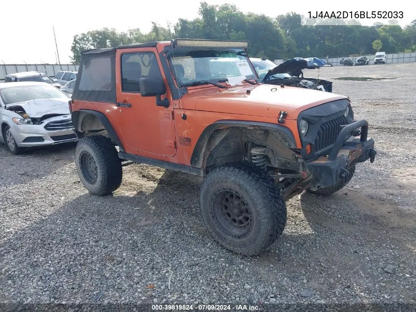 2011 Jeep Wrangler Sport VIN: 1J4AA2D16BL552033 Lot: 39819824