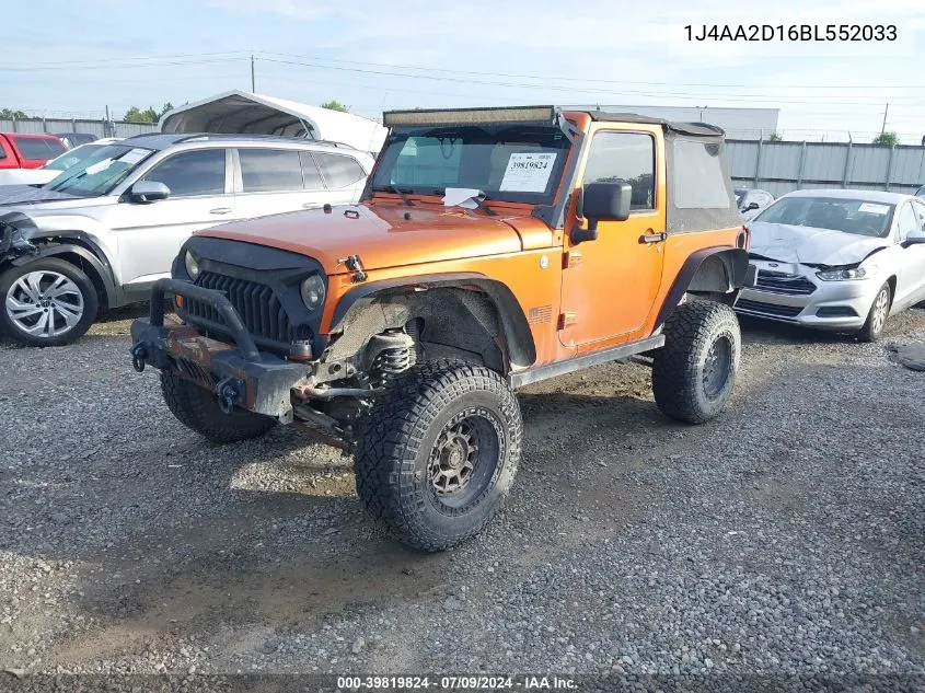 1J4AA2D16BL552033 2011 Jeep Wrangler Sport