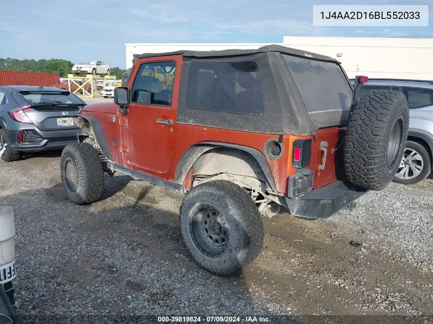 2011 Jeep Wrangler Sport VIN: 1J4AA2D16BL552033 Lot: 39819824