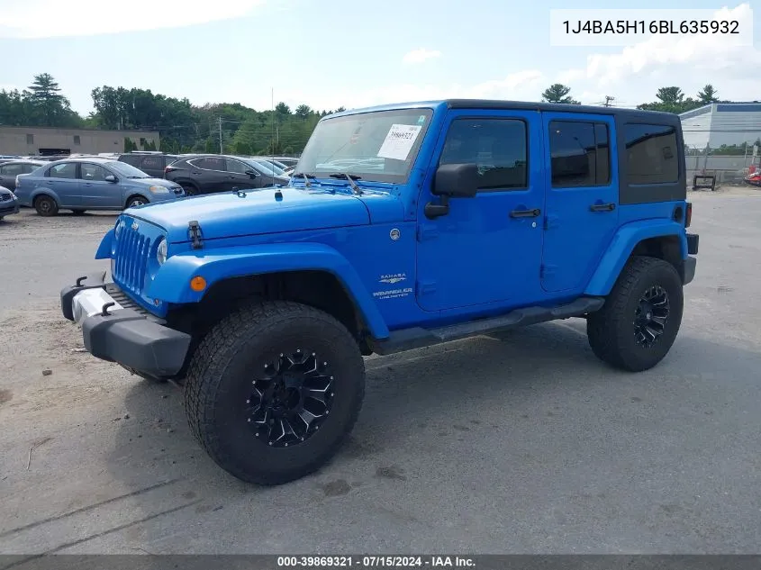 2011 Jeep Wrangler Unlimited Sahara VIN: 1J4BA5H16BL635932 Lot: 39869321