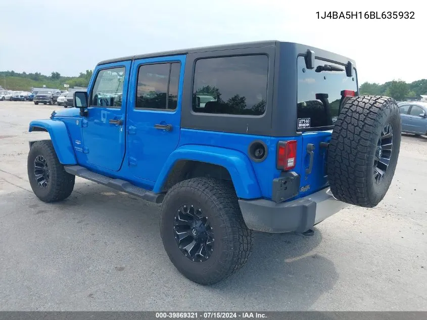 2011 Jeep Wrangler Unlimited Sahara VIN: 1J4BA5H16BL635932 Lot: 39869321