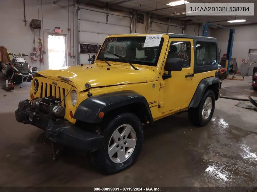 1J4AA2D13BL538784 2011 Jeep Wrangler Sport