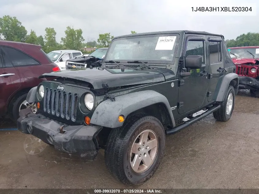 1J4BA3H1XBL520304 2011 Jeep Wrangler Unlimited Sport