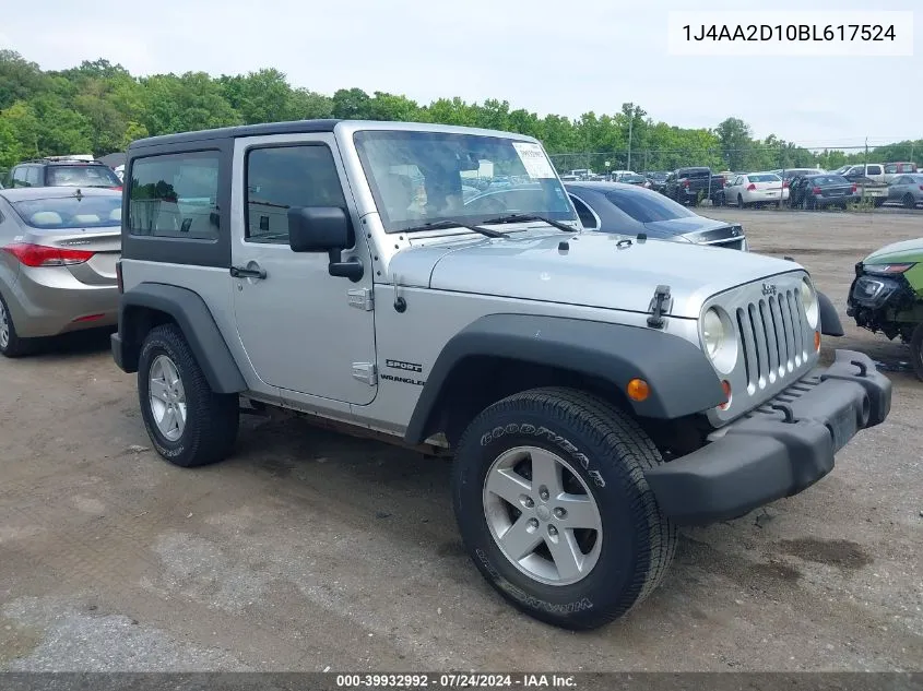 1J4AA2D10BL617524 2011 Jeep Wrangler Sport