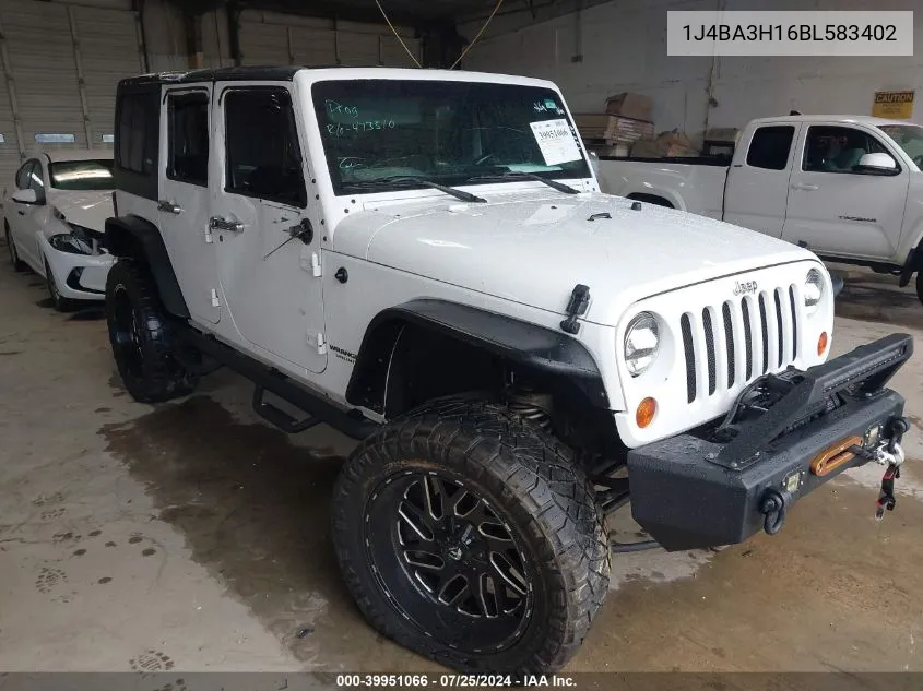 1J4BA3H16BL583402 2011 Jeep Wrangler Unlimited Sport