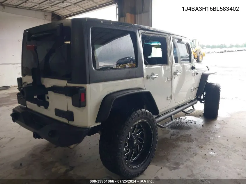 2011 Jeep Wrangler Unlimited Sport VIN: 1J4BA3H16BL583402 Lot: 39951066