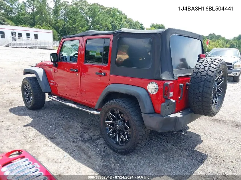 2011 Jeep Wrangler Unlimited Sport VIN: 1J4BA3H16BL504441 Lot: 39952842