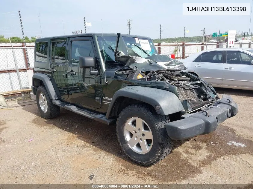 2011 Jeep Wrangler Unlimited Sport VIN: 1J4HA3H13BL613398 Lot: 40004804