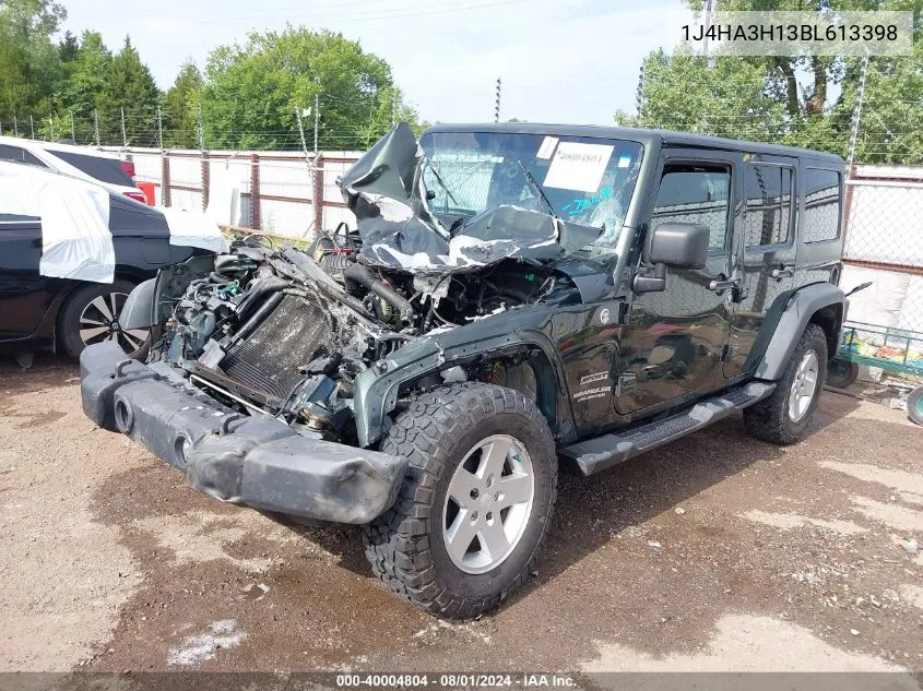 2011 Jeep Wrangler Unlimited Sport VIN: 1J4HA3H13BL613398 Lot: 40004804