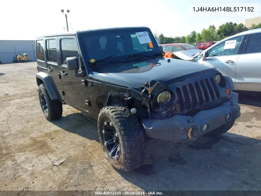 2011 Jeep Wrangler Unlimited Rubicon VIN: 1J4HA6H14BL517152 Lot: 40012320