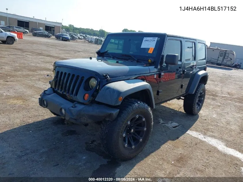 2011 Jeep Wrangler Unlimited Rubicon VIN: 1J4HA6H14BL517152 Lot: 40012320