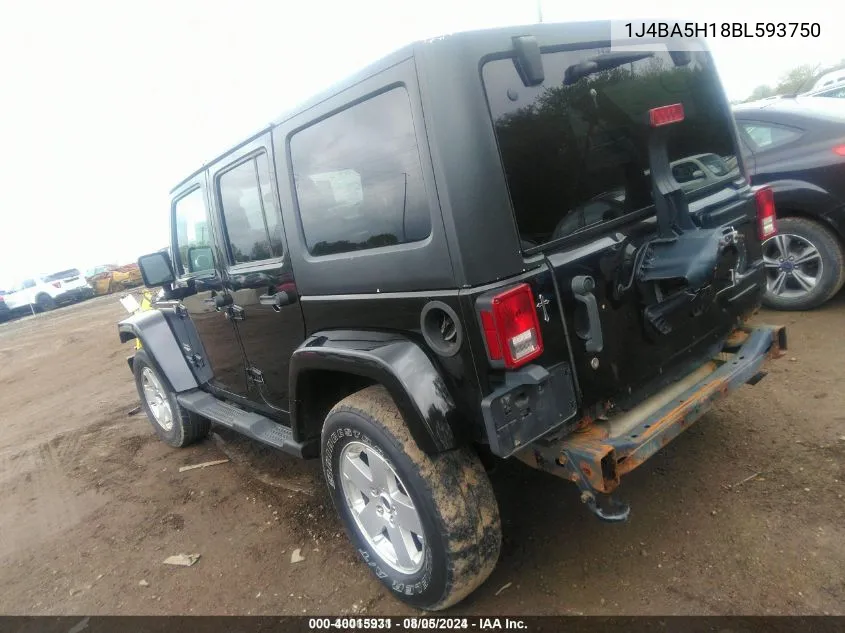 2011 Jeep Wrangler Unlimited Sahara VIN: 1J4BA5H18BL593750 Lot: 40015931