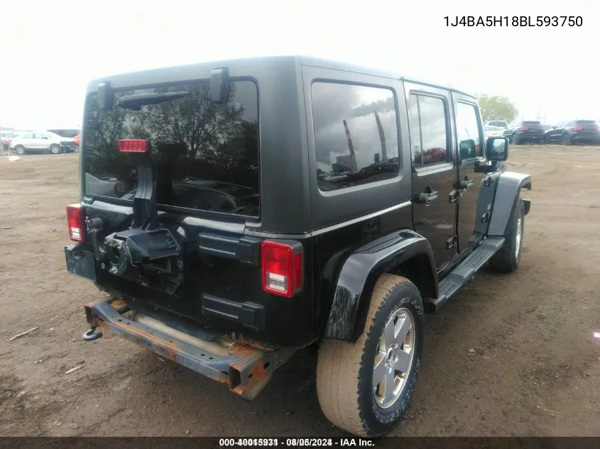 2011 Jeep Wrangler Unlimited Sahara VIN: 1J4BA5H18BL593750 Lot: 40015931