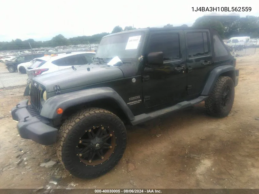 1J4BA3H10BL562559 2011 Jeep Wrangler Unlimited Sport