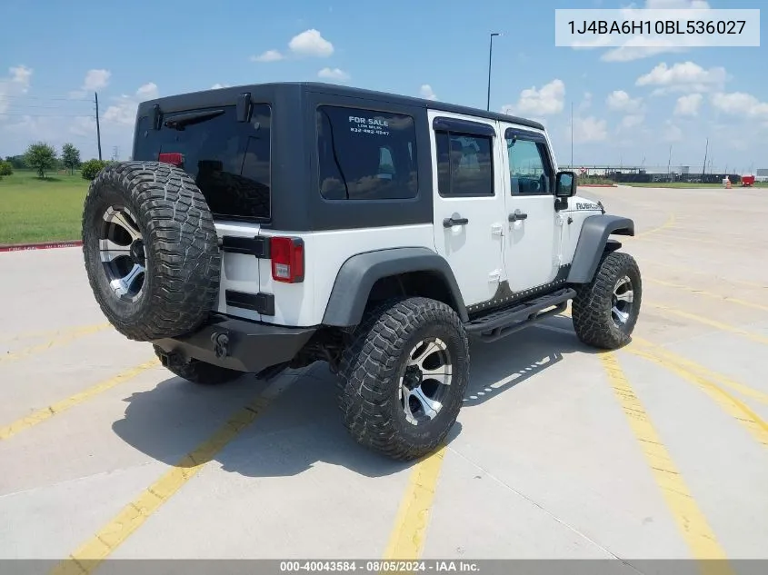 2011 Jeep Wrangler Unlimited Rubicon VIN: 1J4BA6H10BL536027 Lot: 40043584