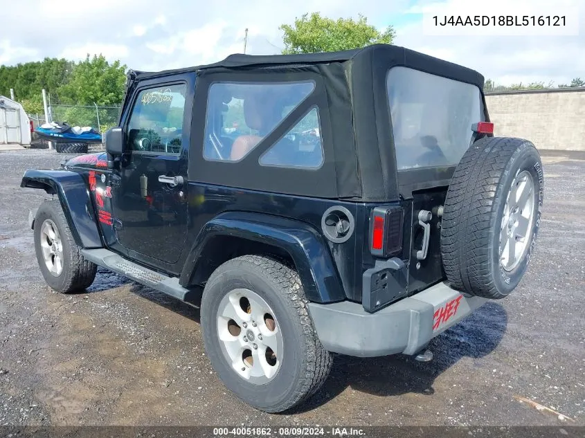 2011 Jeep Wrangler Sahara VIN: 1J4AA5D18BL516121 Lot: 40051862